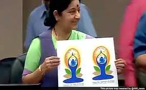 External Affairs Minister Sushma Swaraj unveiled the logo for the International Yoga Day.