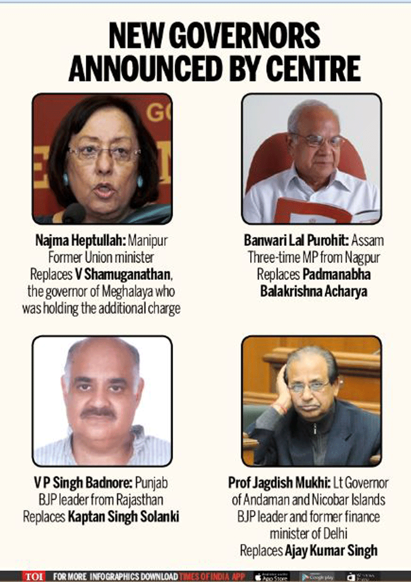Manipur, Assam, Punjab & Andaman Islands get new Governors